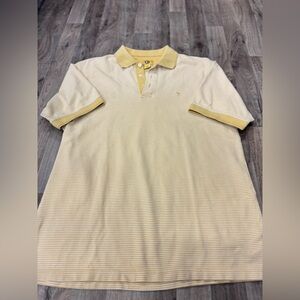 Duck Head Polo Shirt 90s Vintage Yellow and White Striped Size Large‎ Men's